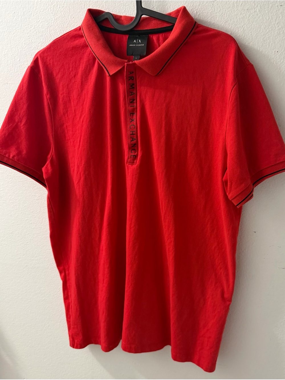 Armani Exchange Red Polo with Subtle Black Trim